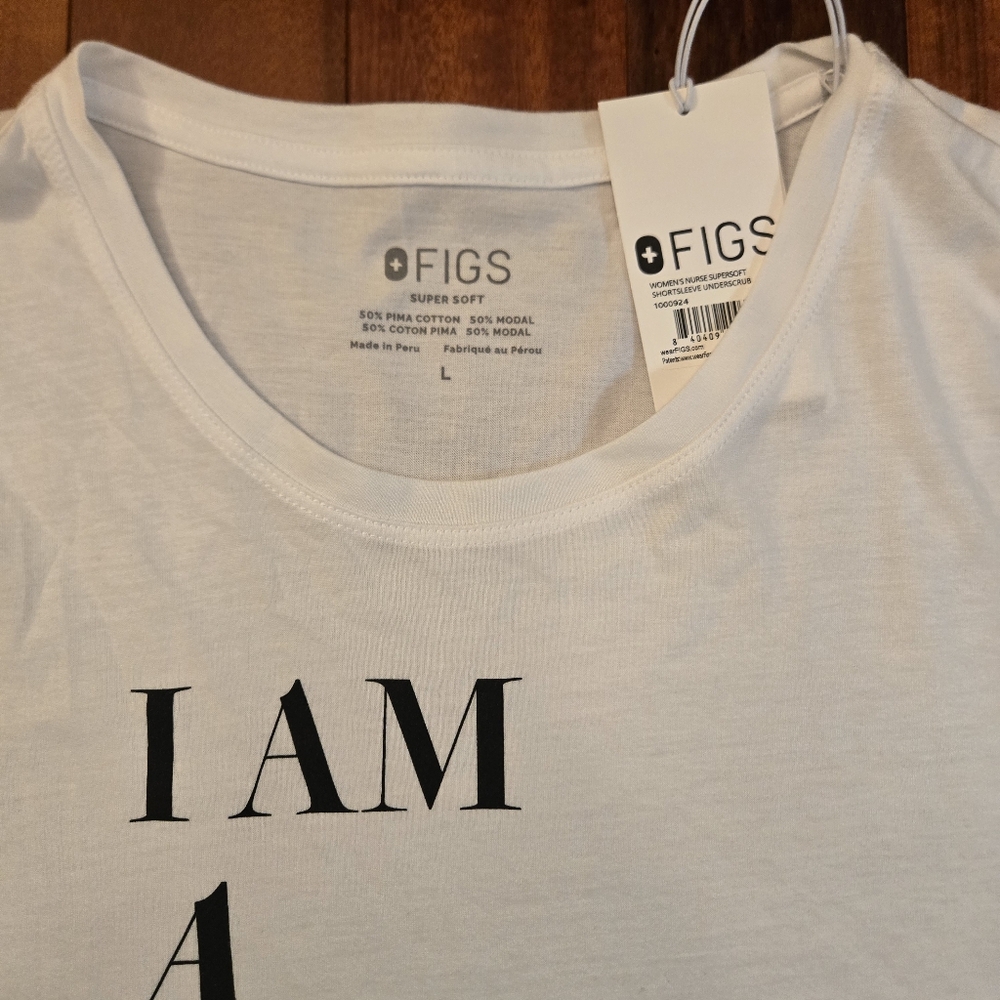 FIGS Multilingual Nurse White Tee, Size L Workwear Casual NWT - Picture 2 of 10